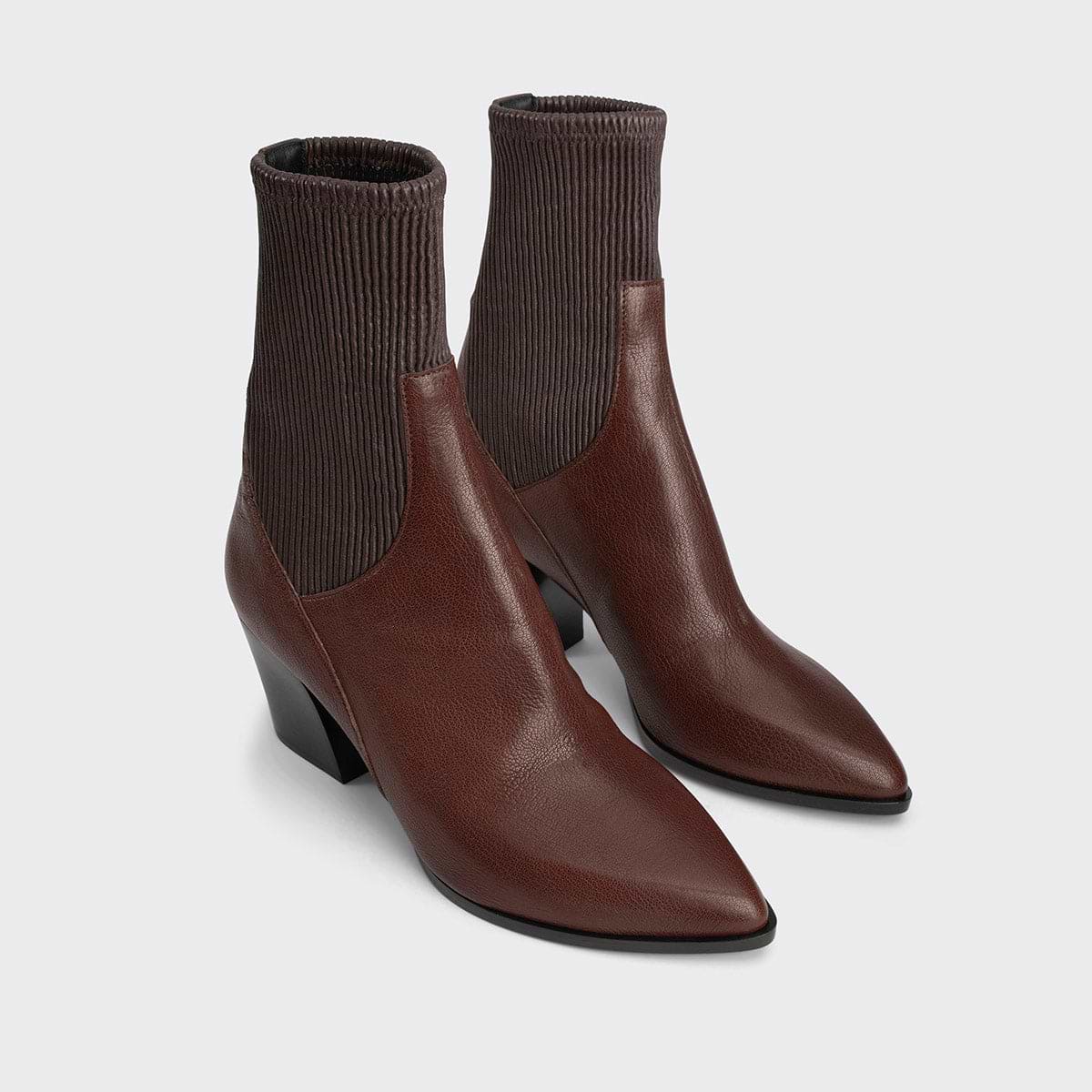 Pierre Hardy BOTTINES RODEO, cuir de chèvre grainée et cuir d'agneau marron, vue 5