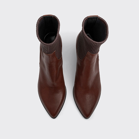 Pierre Hardy BOTTINES RODEO, cuir de chèvre grainée et cuir d'agneau marron, vue 2