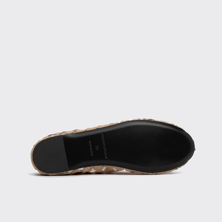 Pierre Hardy BALLERINE MINI BULLES, chevreau velours beige et mesh blanc, vue 7