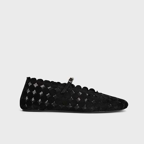 Pierre Hardy BALLERINE MINI BULLES, cuir de chèvre velours noir et mesh noir