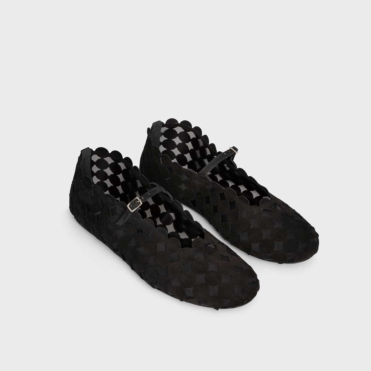 Pierre Hardy BALLERINE MINI BULLES, cuir de chèvre velours noir et mesh noir, vue 7