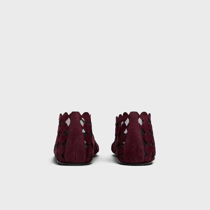 Pierre Hardy BALLERINE MINI BULLES, chevreau velours bordeaux et mesh noir, vue 6