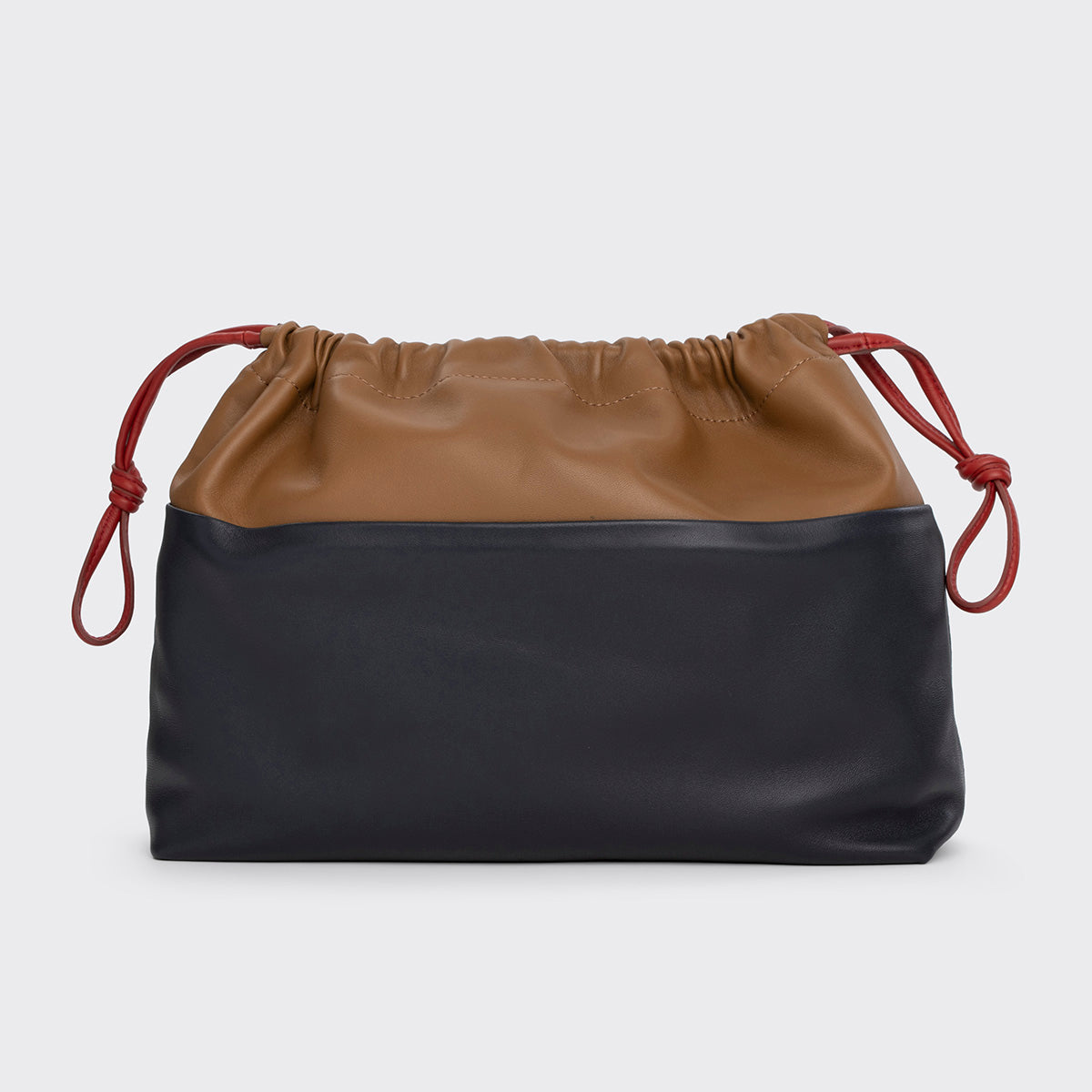 Pierre Hardy POCHETTE TWIN MAXI, cuir d'agneau camel et bleu marine, vue 7