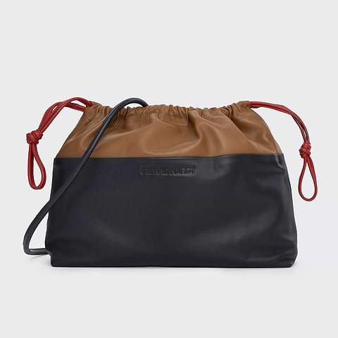 Pierre Hardy POCHETTE TWIN MAXI, cuir d'agneau camel et bleu marine