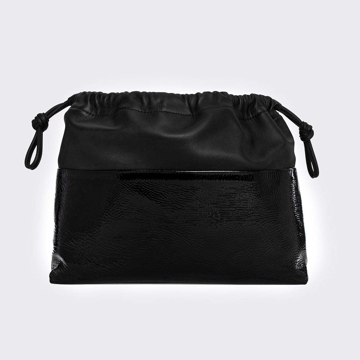 Pierre Hardy POCHETTE TWIN MAXI, cuir de chevreau verni noir et cuir d'agneau noir, vue 5