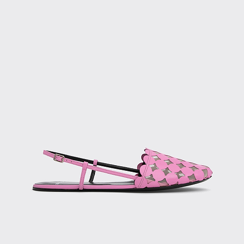 Pierre Hardy BALLERINES MINI BULLES APERITIVO, cuir de chevreau rose et mesh blanc