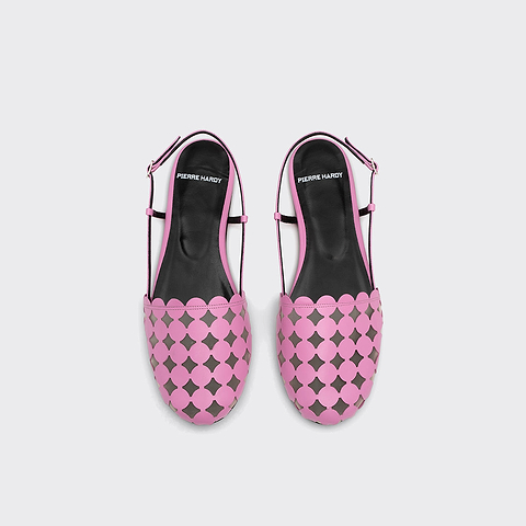 Pierre Hardy BALLERINES MINI BULLES APERITIVO, cuir de chevreau rose et mesh blanc, vue 2