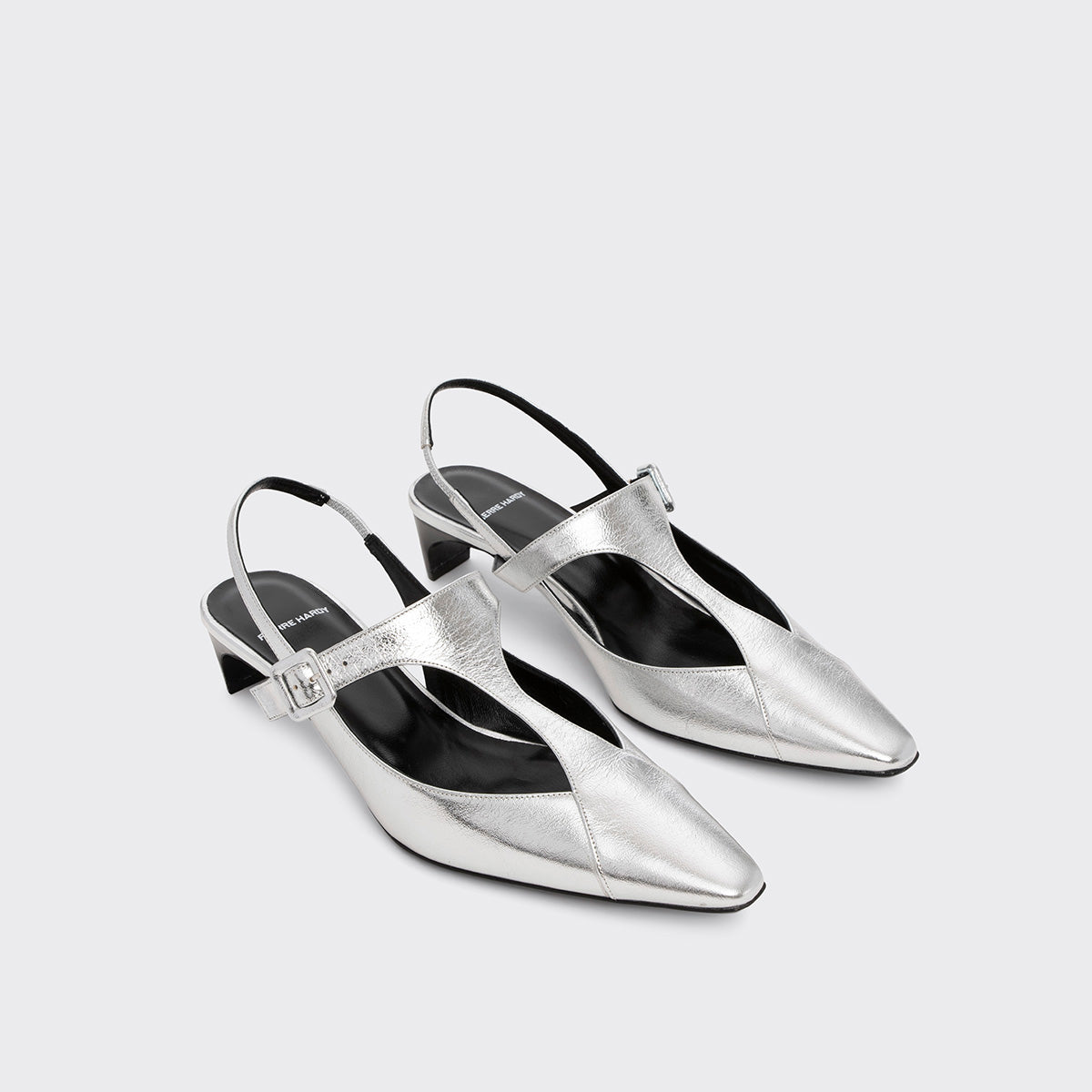 Pierre Hardy ESCARPIN SLINGBACK EDDIE, cuir de chevreau métallisé argenté, vue 6