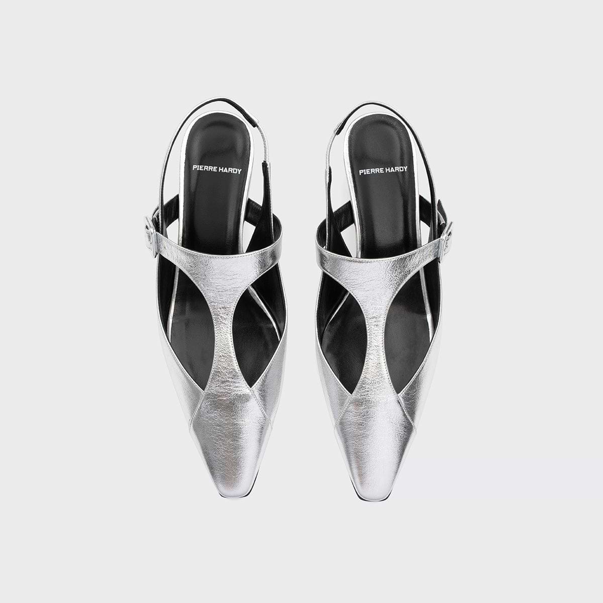 Pierre Hardy ESCARPIN SLINGBACK EDDIE, cuir de chevreau métallisé argenté, vue 3