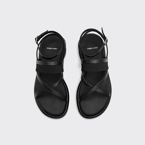Pierre Hardy SANDALE ALPHA, cuir de veau noir et toile de nylon noir, vue 2