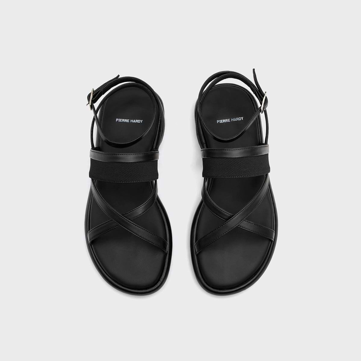 Pierre Hardy SANDALE ALPHA, cuir de veau noir et toile de nylon noir, vue 2