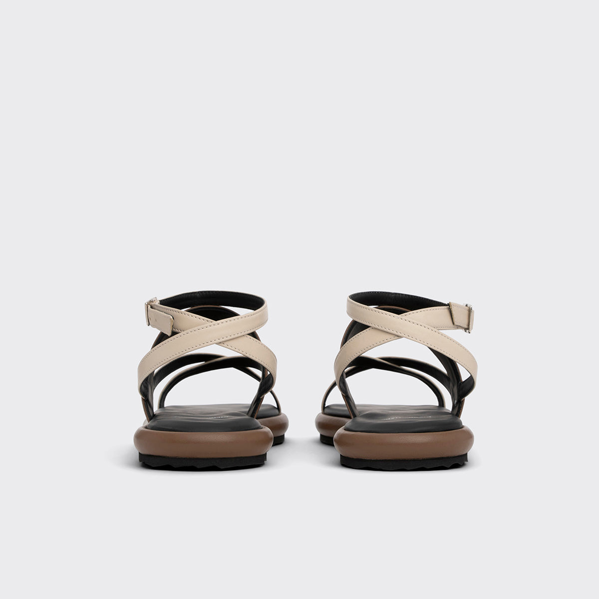 Pierre Hardy SANDALE ALPHA, cuir de veau blanc cassé & camel et toile de nylon beige, vue 7