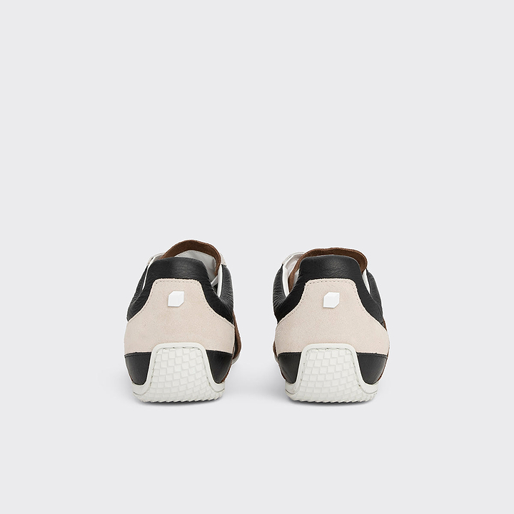 Pierre Hardy BASKETS JUMP, cuir de veau noir et cuir de veau velours marron & blanc cassé, vue 5
