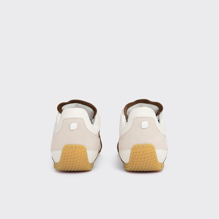 Pierre Hardy BASKETS JUMP, cuir de veau blanc et cuir de veau velours marron & blanc cassé, vue 7