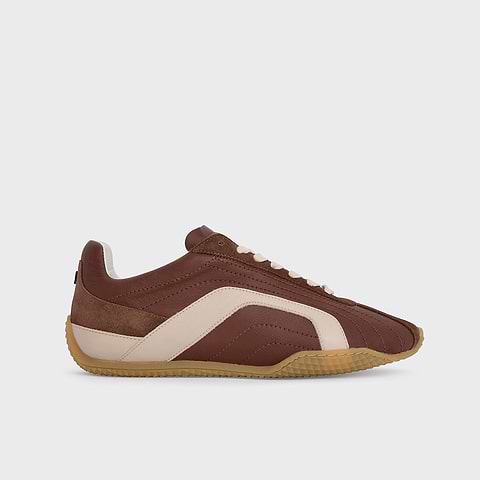Pierre Hardy BASKETS JUMP, cuir de veau marron & blanc cassé et veau velours marron
