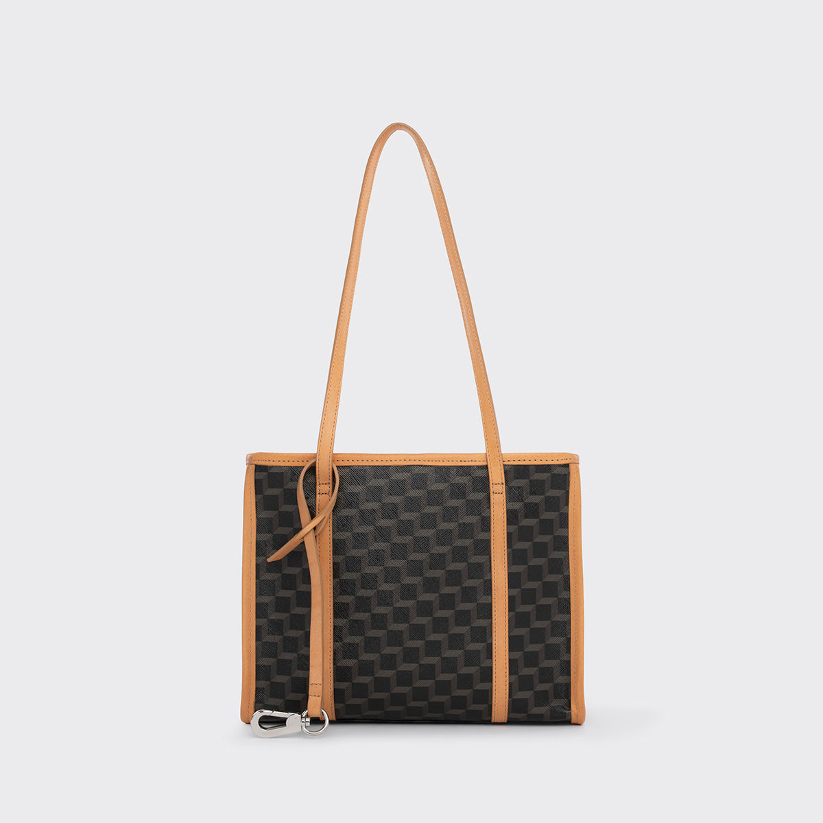 Pierre Hardy MINI CABAS CAB, toile enduite cube perspective noir et ganses en cuir de veau naturel, vue 8