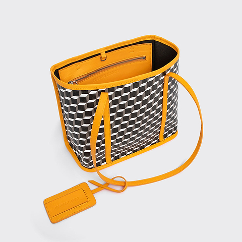 Pierre Hardy MINI CAB TOTE, cube perspective coated canvas and sun lambskin trims, vue 2
