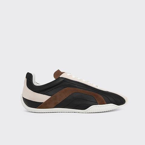 Pierre Hardy BASKETS JUMP, cuir de veau noir et cuir de veau velours marron & blanc cassé