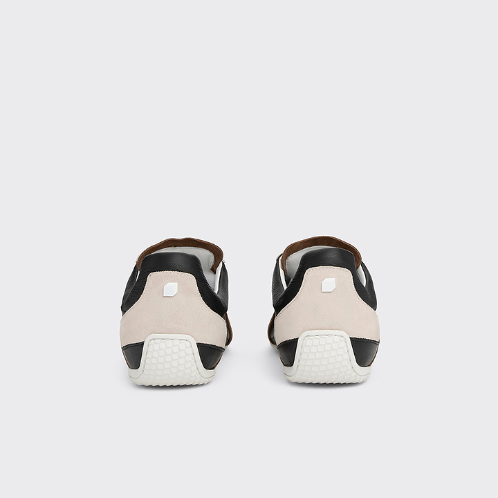Pierre Hardy BASKETS JUMP, cuir de veau noir et cuir de veau velours marron & blanc cassé, vue 5
