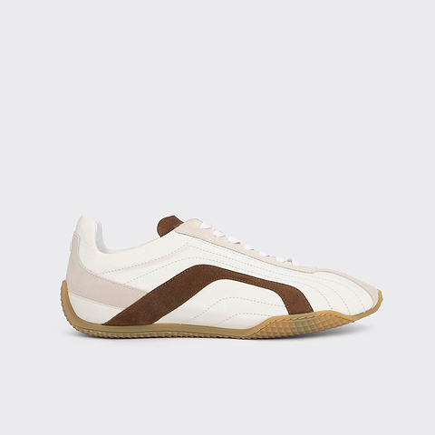 Pierre Hardy BASKETS JUMP, cuir de veau blanc et cuir de veau velours marron & blanc cassé