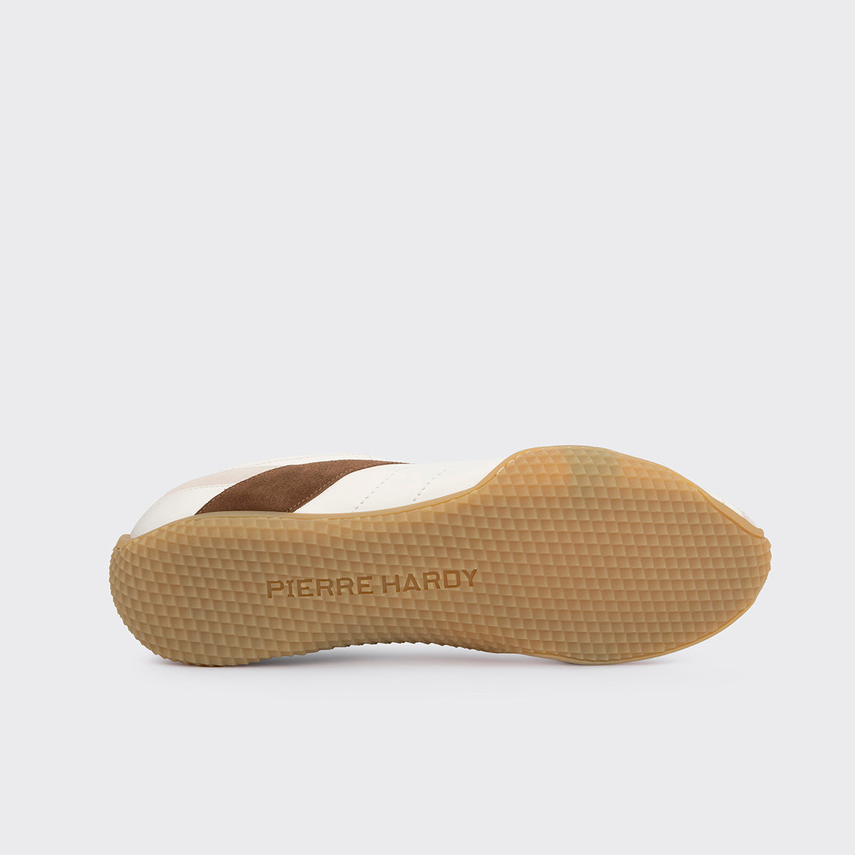 Pierre Hardy BASKETS JUMP, cuir de veau blanc et cuir de veau velours marron & blanc cassé, vue 6