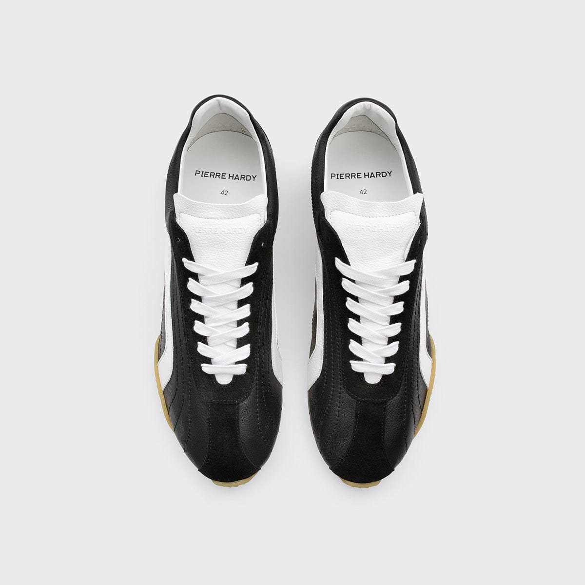 Pierre Hardy BASKETS JUMP, cuir de veau noir & blanc et veau velours noir, vue 3