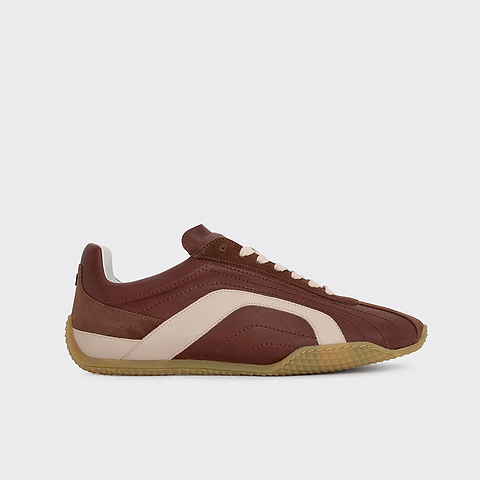 Pierre Hardy BASKETS JUMP, cuir de veau marron & blanc cassé et veau velours marron