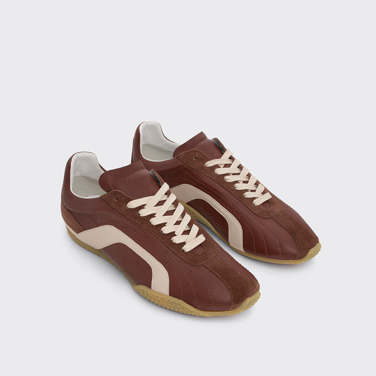 Pierre Hardy BASKETS JUMP, cuir de veau marron & blanc cassé et veau velours marron, vue 7