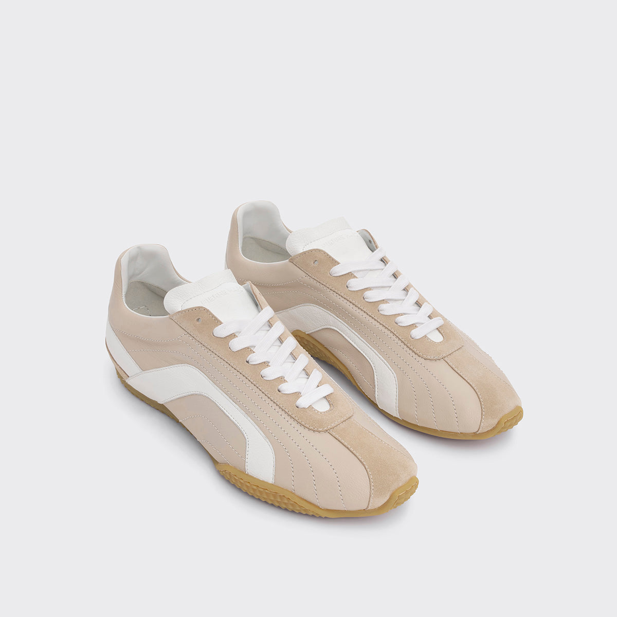Pierre Hardy BASKETS JUMP, cuir de veau beige & blanc et veau velours beige, vue 3