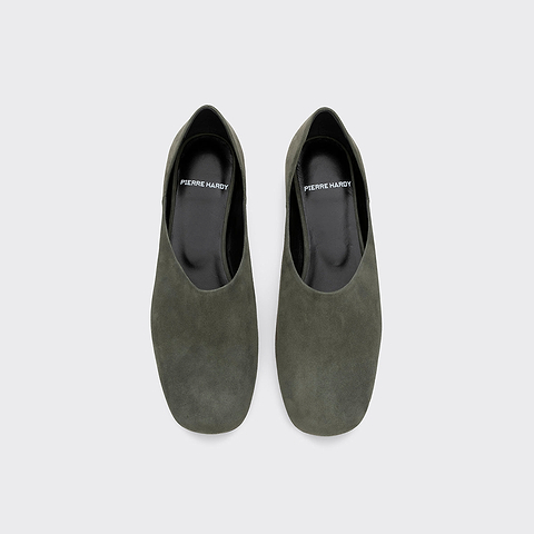 Pierre Hardy PIA SLIP-ON SHOES, khaki suede kidskin, vue 2