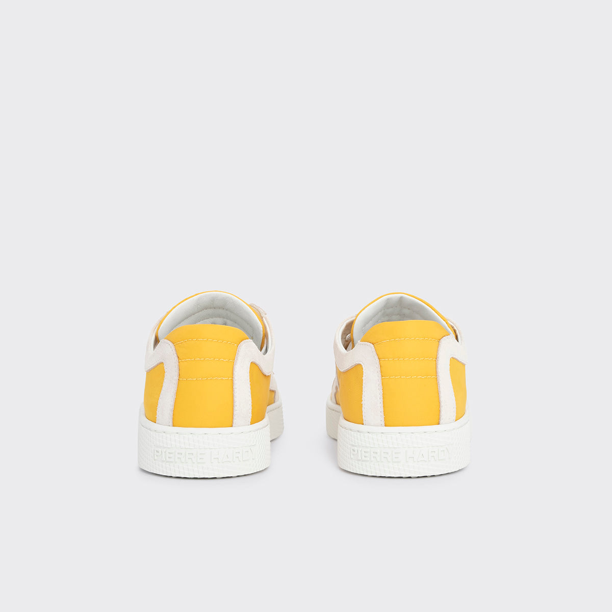 Pierre Hardy BASKETS ALPHA - FEMME, toile de nylon jaune et cuir de veau velours blanc, vue 9