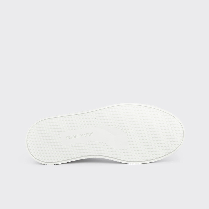 Pierre Hardy BASKETS ALPHA - FEMME, toile de nylon jaune et cuir de veau velours blanc, vue 10