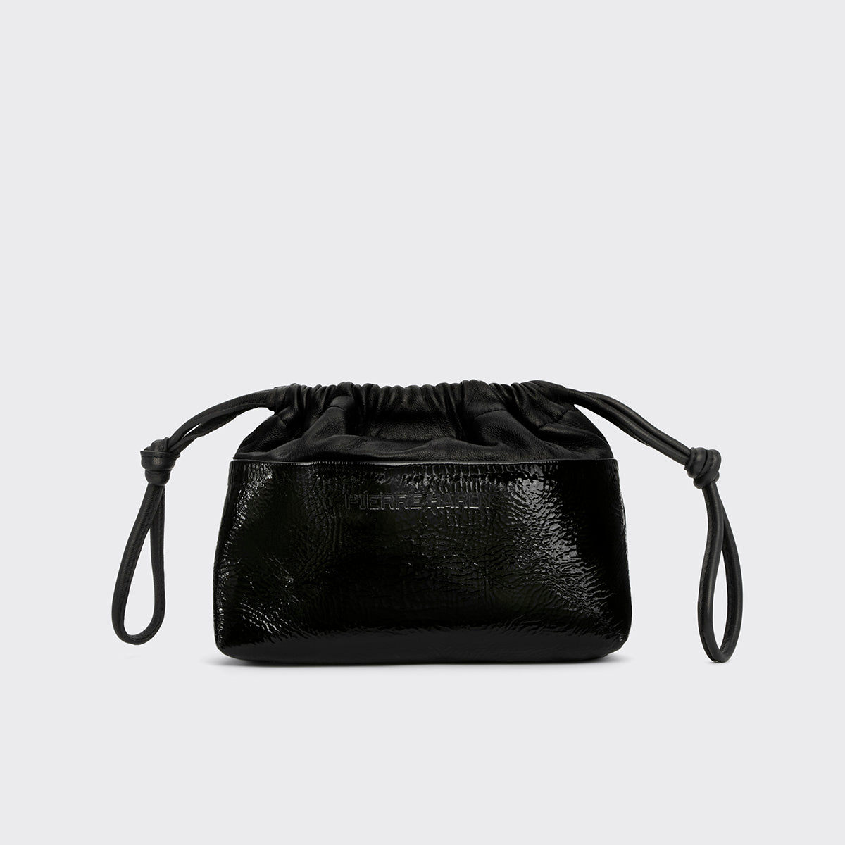 Pierre Hardy POCHETTE TWIN MINI, cuir de chevreau verni noir et cuir d'agneau noir, vue 8