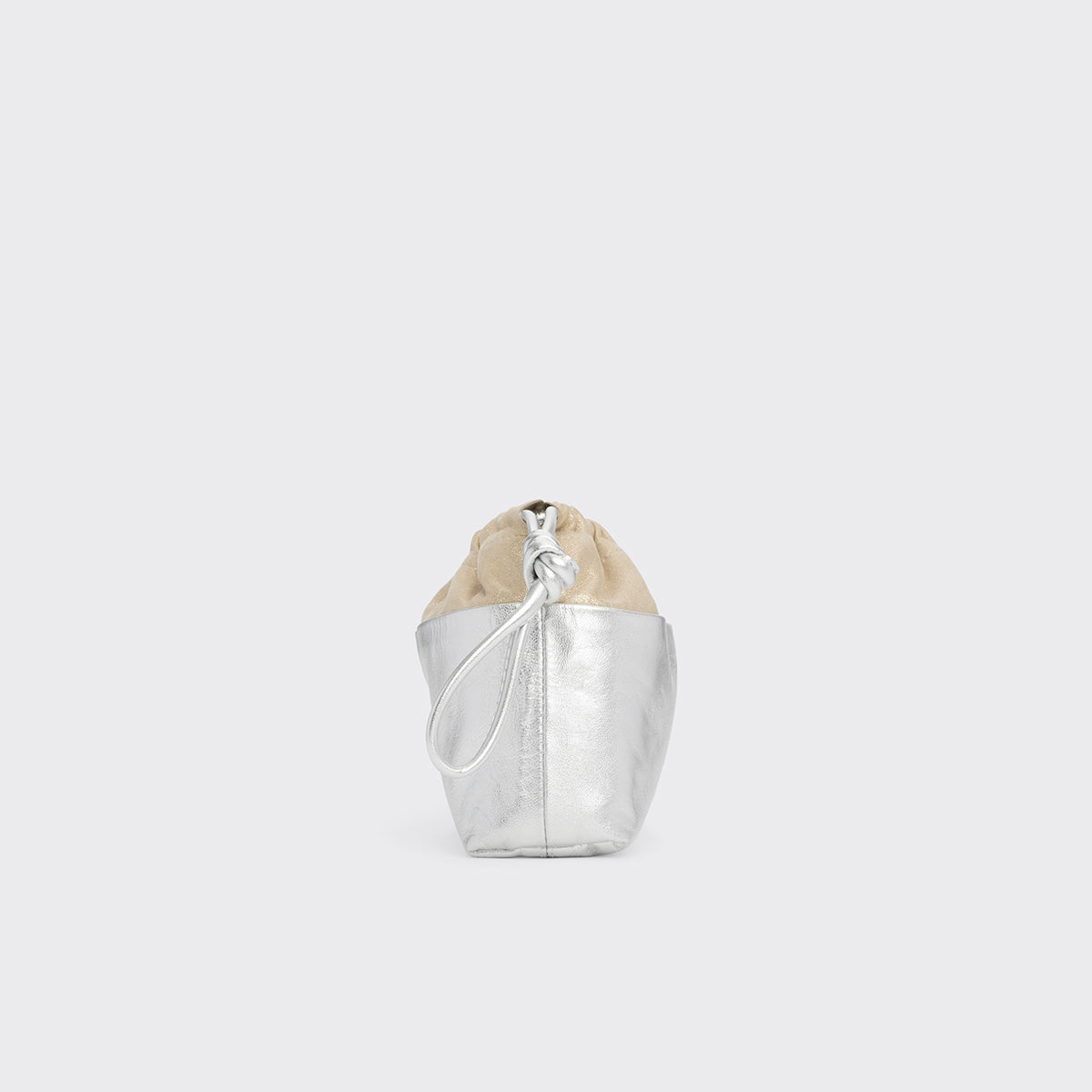 Pierre Hardy POCHETTE TWIN MINI, cuir de chevreau métallisé argenté et cuir d'agneau champagne, vue 4