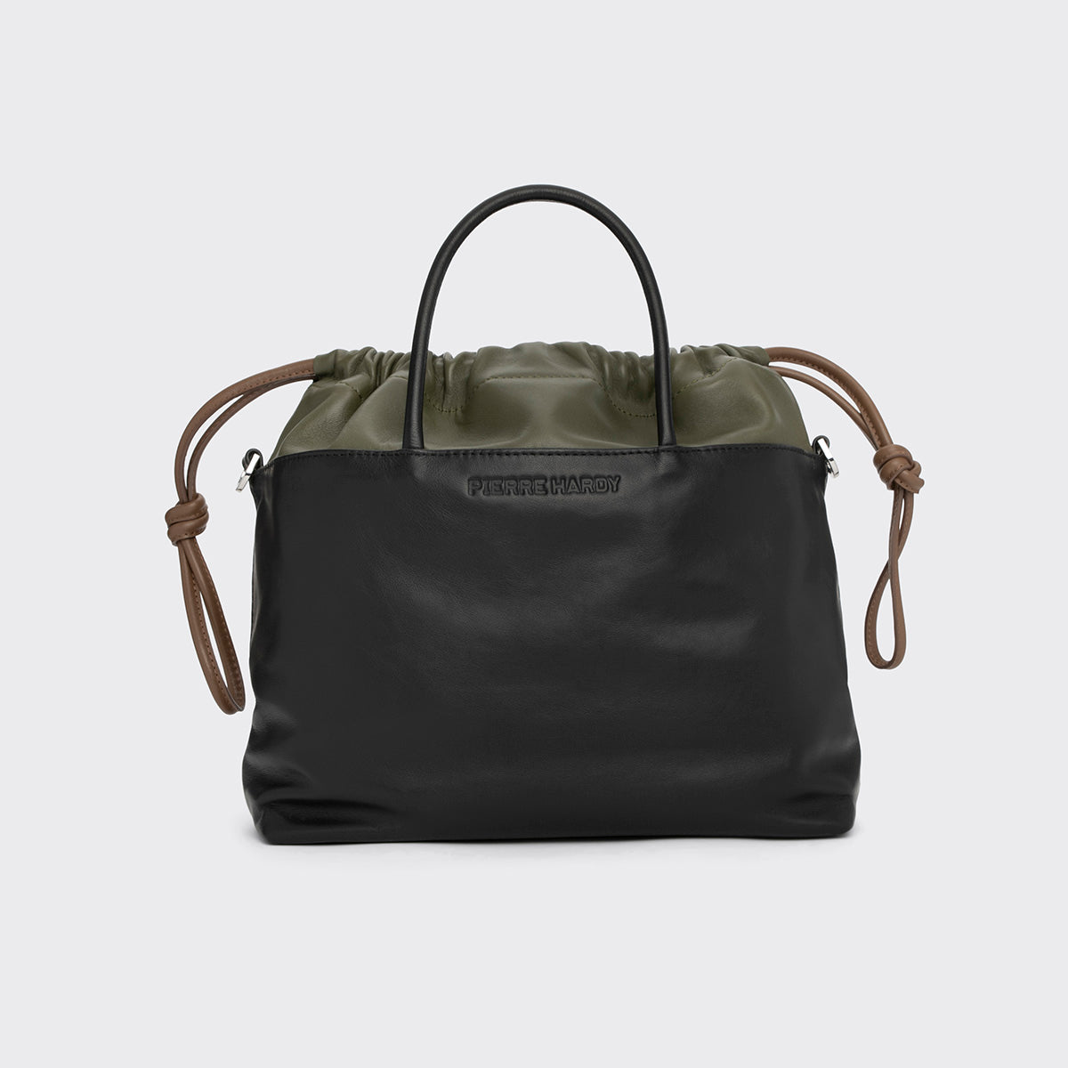 Pierre Hardy SAC TWIN, cuir de veau noir et cuir d'agneau kaki, vue 5