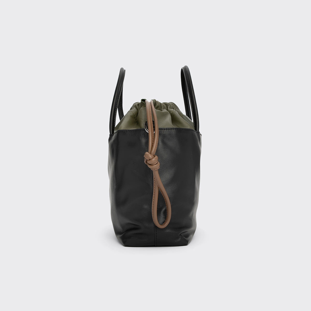 Pierre Hardy SAC TWIN, cuir de veau noir et cuir d'agneau kaki, vue 4