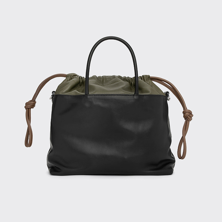 Pierre Hardy SAC TWIN, cuir de veau noir et cuir d'agneau kaki, vue 6
