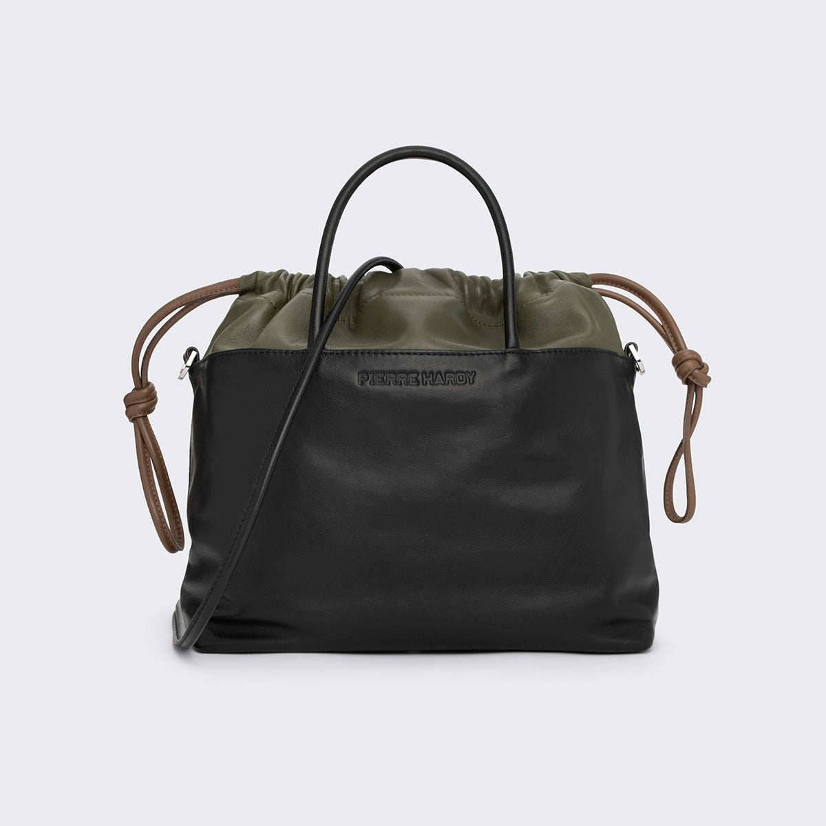 Pierre Hardy SAC TWIN, cuir de veau noir et cuir d'agneau kaki