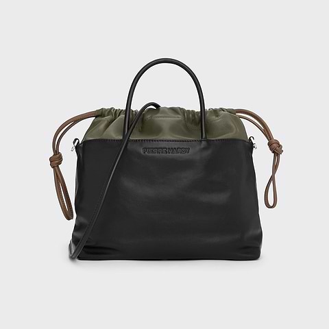Pierre Hardy SAC TWIN, cuir de veau noir et cuir d'agneau kaki