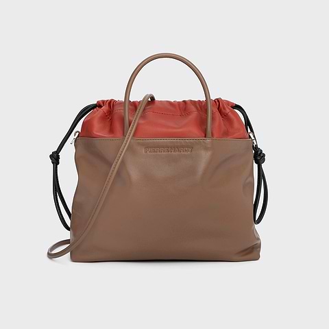 Pierre Hardy SAC TWIN, cuir de veau camel et cuir d'agneau rouille