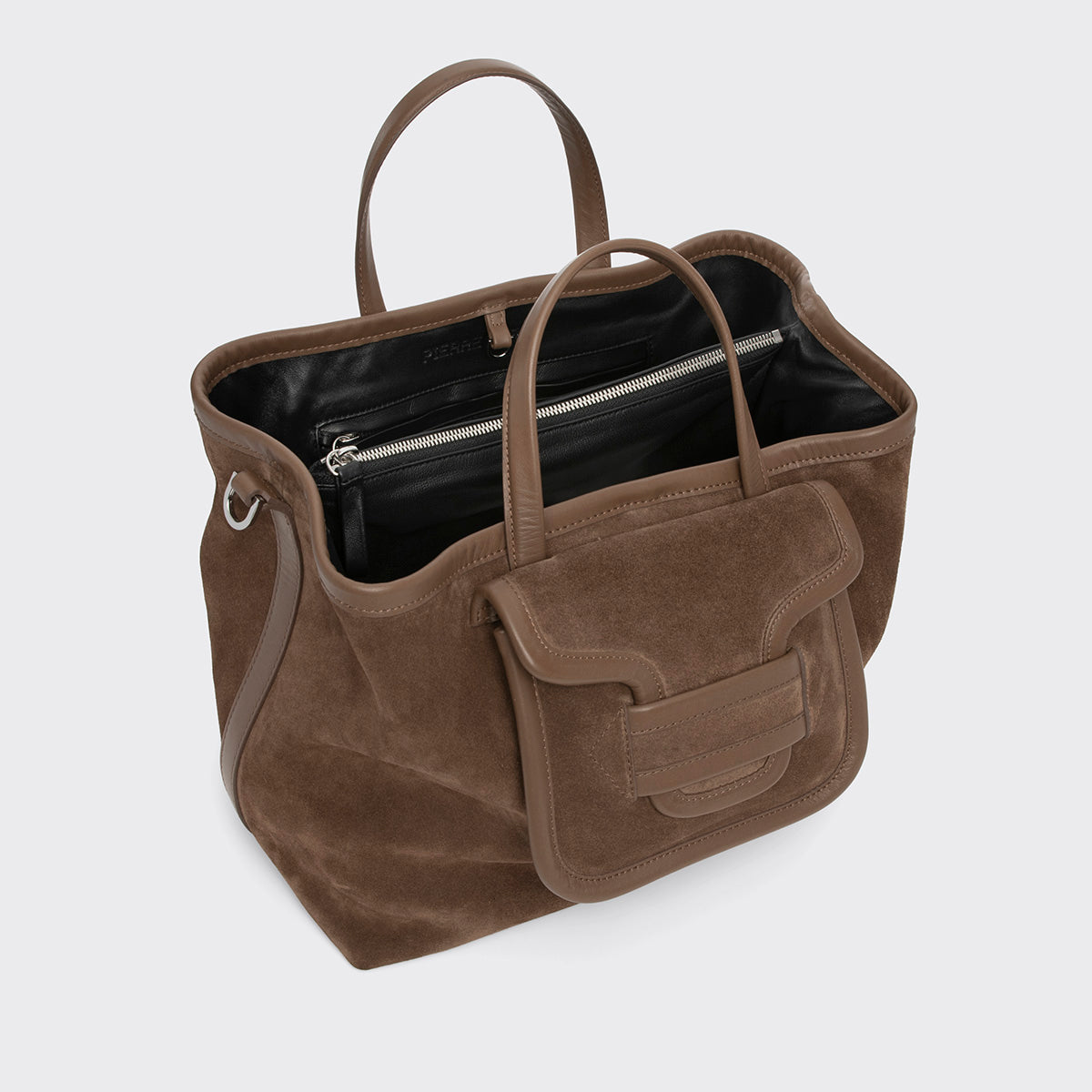 Pierre Hardy SAC TOTE ALPHA DAY, cuir de veau velours marron clair et cuir de veau camel, vue 3