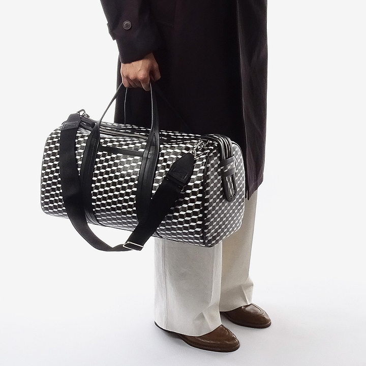 Pierre Hardy SAC WEEK-END CAB, toile enduite cube perspective et cuir de veau, vue 3