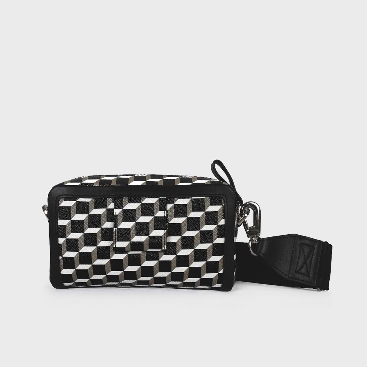 Pierre Hardy SAC CUBE BOX, cuir de veau noir et blanc, vue 5