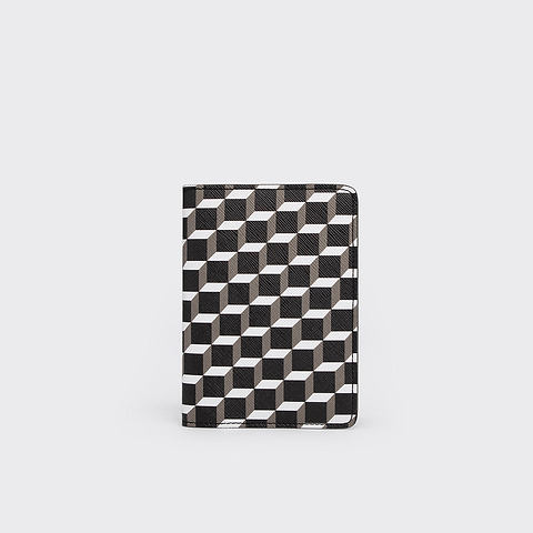 Pierre Hardy PROTÈGE-PASSEPORT, toile enduite cube et cuir de veau noir