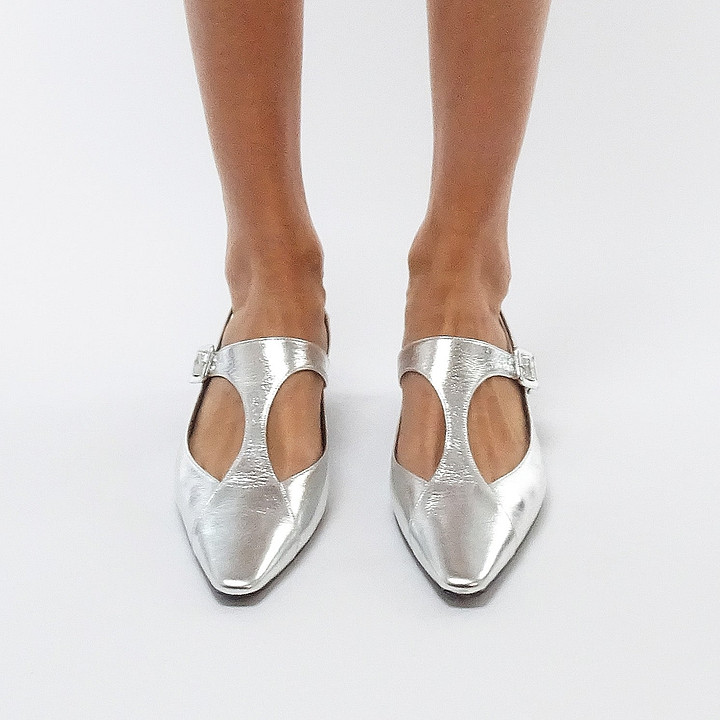 Pierre Hardy ESCARPIN SLINGBACK EDDIE, cuir de chevreau métallisé argenté, vue 5