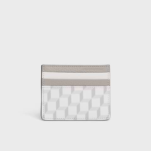 Pierre Hardy PORTE-CARTES, toile enduite cube perspective blanc & gris clair
