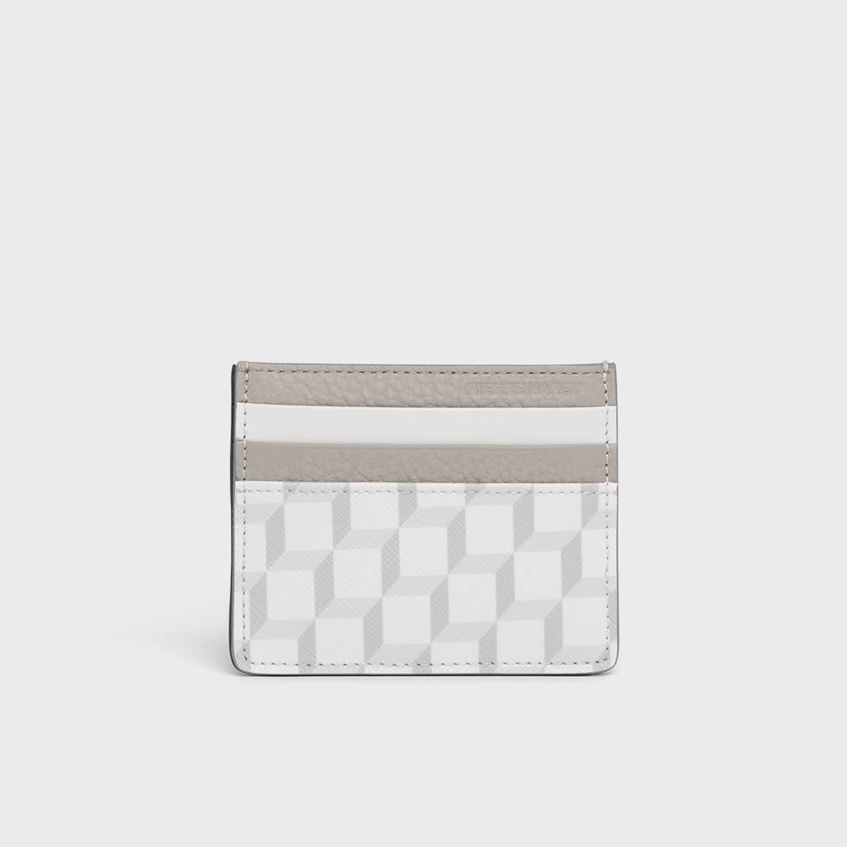 Pierre Hardy PORTE-CARTES, toile enduite cube perspective blanc & gris clair