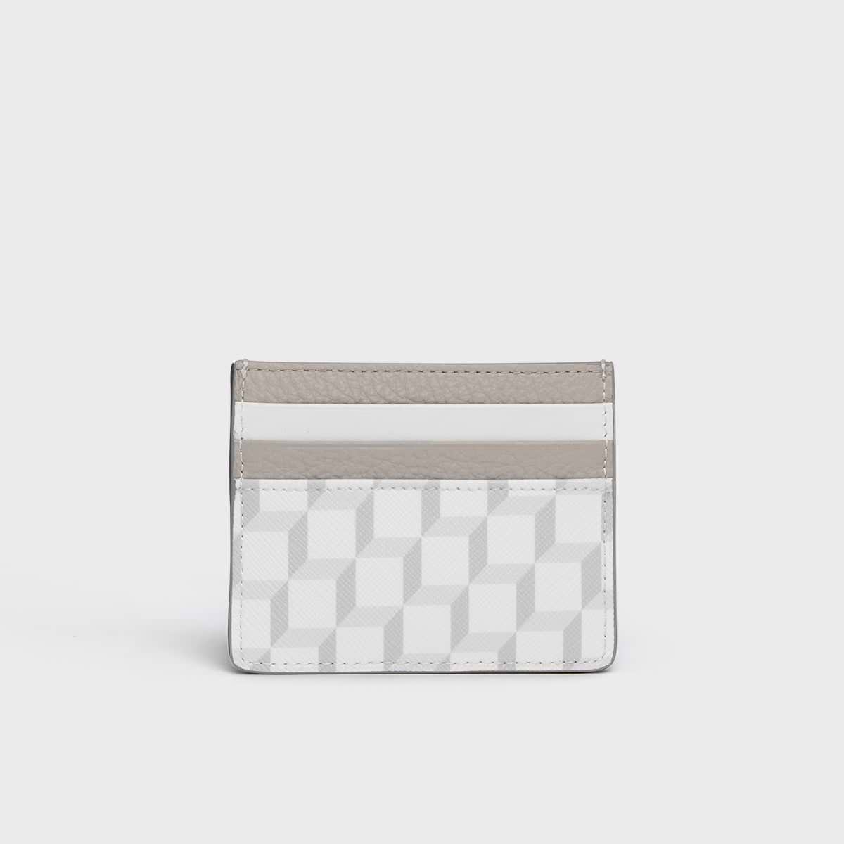 Pierre Hardy PORTE-CARTES, toile enduite cube perspective blanc & gris clair, vue 2