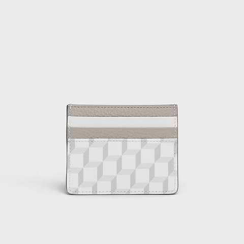 Pierre Hardy PORTE-CARTES, toile enduite cube perspective blanc & gris clair, vue 2