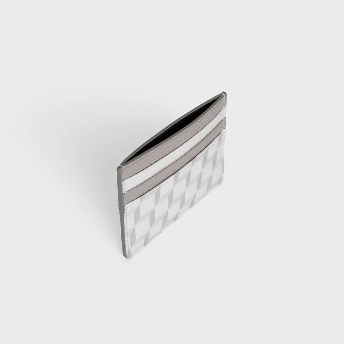 Pierre Hardy PORTE-CARTES, toile enduite cube perspective blanc & gris clair, vue 3
